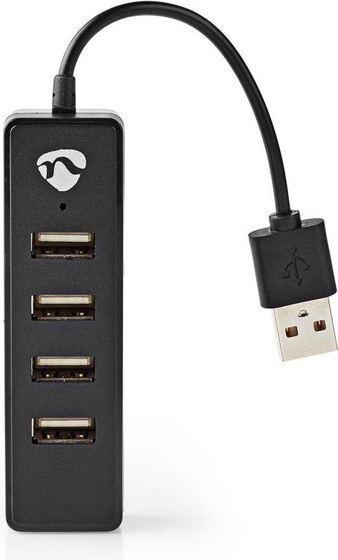 Nedis - USB Hub - 4 Poorten - USB2.0 - Zwart - 0,10 Meter