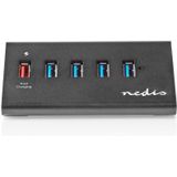 Nedis - USB Hub - 5 Poorten - USB 3.0 - Zwart - Externe Voeding