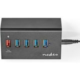 Nedis - USB Hub - 5 Poorten - USB 3.0 - Zwart - Externe Voeding