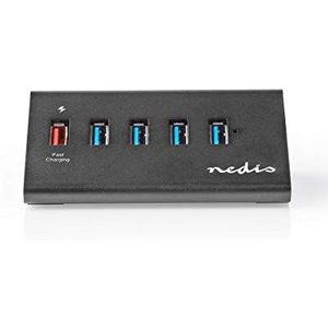 Nedis - USB Hub - 5 Poorten - USB 3.0 - Zwart - Externe Voeding