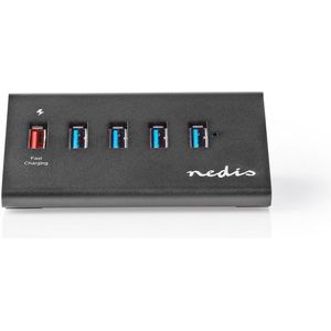 USB-Hub | 5-Poorts | USB 3.0 met Externe Voeding | QC3.0 Oplaadpoort | 5 Gbps | Aluminium