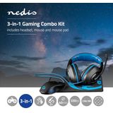Nedis - EVNOR - Gaming Combo Kit - Headset, Muis, Muismat - Zwart/Blauw