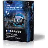Nedis - EVNOR - Gaming Combo Kit - Headset, Muis, Muismat - Zwart/Blauw