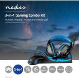 Nedis - EVNOR - Gaming Combo Kit - Headset, Muis, Muismat - Zwart/Blauw