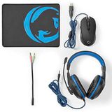 Nedis Gaming Combo Kit - 3-in-1 - Koptelefoon, Muis en Muismat - Blauw / Zwart - 5412810315253