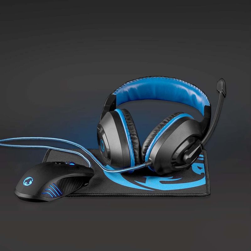 Nedis - EVNOR - Gaming Combo Kit - Headset, Muis, Muismat - Zwart/Blauw