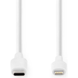 Nedis 8-pins Lightning naar USB-C kabel - USB2.0 - tot 20V/3A / wit - 2 meter
