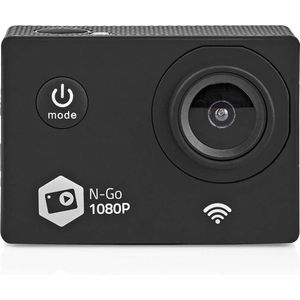 Nedis Action Cam - 1 Scherm - 1080p@30fps - 12 MPixel - Waterbestendig tot: 30.0 m - 90 min - Wi-Fi - App beschikbaar voor: Android / IOS - Mounts inbegrepen - Zwart