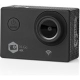 Nedis Action Cam - Enkel Scherm - 4K@30fps - 16 MPixel - Waterbestendig tot: 30.0 m - 90 min - Wi-Fi - App beschikbaar voor: Android / IOS - Mounts inbegrepen - Zwart