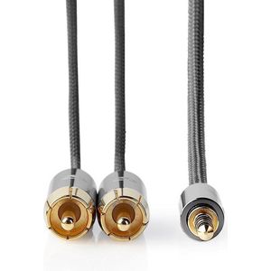 Stereo-Audiokabel | 3,5 mm Male - 2x RCA Male | Gun Metal Grey | Gevlochten kabel Nedis