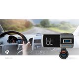 FM-Audiotransmitter voor Auto - Zwanenhals - Handsfree bellen - 2.0"" - LED-Scherm - Bluetooth - QC 3.0/5.0 V DC / 2.4 A - Snelladen - Bass boost - Google Assistant/Siri - Grijs/Zwart