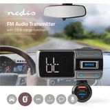 FM-Audiotransmitter voor Auto - Zwanenhals - Handsfree bellen - 2.0"" - LED-Scherm - Bluetooth - QC 3.0/5.0 V DC / 2.4 A - Snelladen - Bass boost - Google Assistant/Siri - Grijs/Zwart