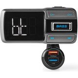 Nedis - Bluetooth FM Transmitter - Zwart - Micro SD - USB Lader met 2 Poorten