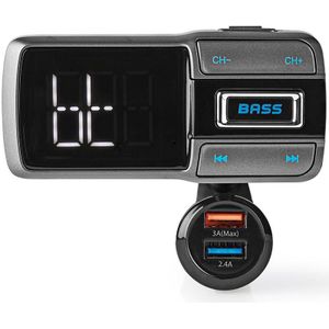 Nedis Bluetooth FM Transmitter met AUX, Micro SD, carkit en USB lader met 2 poorten - Quick Charge 3.0 / zwart
