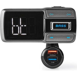 Nedis - Bluetooth FM Transmitter - Zwart - Micro SD - USB Lader met 2 Poorten