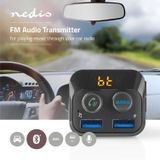 FM-Audiotransmitter voor Auto - Gefixeerd - Handsfree bellen - 1.0"" - LED-Scherm - Bluetooth - 5.0 V DC / 1.0 A / 5.0 V DC / 2.4 A - Bass boost - Google Assistant/Siri - Zwart