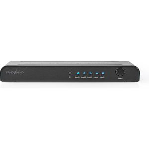 Nedis HDMI schakelaar 5 naar 1 met afstandsbediening - HDMI2.0 (4K 60Hz + HDR) / zwart