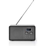 Nedis Nedis - DAB+-radio - 4,5 W - FM - klok- en alarmfunctie - 20 vooraf ingestelde zenders - AUX-ingang - geïntegreerde batterij - USB-kabel - zwart 0,50 m zwart