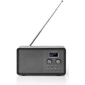 Nedis Nedis - DAB+-radio - 4,5 W - FM - klok- en alarmfunctie - 20 vooraf ingestelde zenders - AUX-ingang - geïntegreerde batterij - USB-kabel - zwart 0,50 m zwart