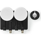 Nedis LNB - Twin Monoblock 4,3° - Outputs: 2x F-connector - Ruisbereik: 0.85 dB - Conversiewinst: 52 - 66 dB - Zwart - Geschikt voor: Astra1+ / Astra3