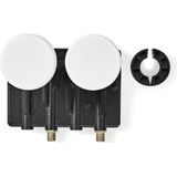 Nedis LNB - Twin Monoblock 6° - Outputs: 2x F-connector - Ruisbereik: 0.85 dB - Conversiewinst: 52 - 67 dB - Zwart - Geschikt voor: Astra+ / Hotbird