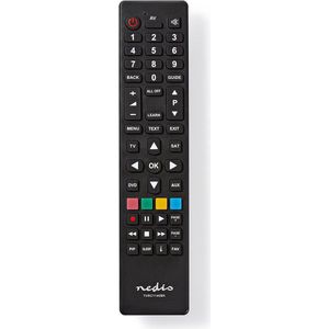 Nedis - TVRC1140BK - Universele Afstandsbediening - Zwart - Programmeerbaar - Bedient 4 Apparaten