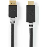 Nedis DisplayPort-Kabel - DisplayPort Male - HDMI Connector - 4K@60Hz - Verguld - 2.00 m - Rond - PVC - Antraciet - Window Box - 5412810322756