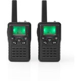 Nedis Walkietalkie-Set | 2 Handsets | Tot 10 km | Frequentiekanalen: 8 | PTT/VOX | tot 6 uur | Oplaadstation inbegrepen | Koptelefoonoutput | Zwart 0.50 m Zwart