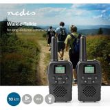 Nedis Walkietalkie-Set | 2 Handsets | Tot 10 km | Frequentiekanalen: 8 | PTT/VOX | tot 3 uur | Zwart 0.50 m Zwart