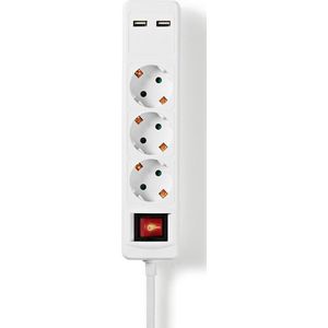 Stekkerdoos - Randaarde stekker/Type F (CEE 7/7) - 3-wegs - 1.50 m - 3680 W - 16 A - Soort aarding: Zijcontacten - 230 V AC 50/60 Hz - Hoek van stopcontact: 45 ° - H05VV-F 3G 1,5 mm²