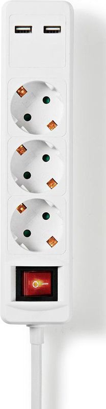 Nedis - Stekkerdoos - 3-Voudig - 1.5 Meter - Met USB A Poorten - Schakelaar