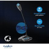 Nedis - Gaming Desk Microfoon - USB - Zwart/Blauw