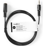 Nedis Stereo-Audiokabel - 3,5 mm Male - 3,5 mm Female - Vernikkeld - 2.00 m - Rond - Zwart - Label