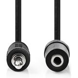 Nedis Stereo-Audiokabel - 3,5 mm Male - 3,5 mm Female - Vernikkeld - 2.00 m - Rond - Zwart - Label