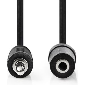 Nedis Stereo-Audiokabel - 3,5 mm Male - 3,5 mm Female - Vernikkeld - 2.00 m - Rond - Zwart - Label