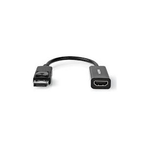Nedis DisplayPort-Kabel - DisplayPort Male - HDMI Output - 4K@30Hz - Vernikkeld - 0.20 m - Rond - PVC - Zwart - Label - 5412810324750