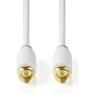 Nedis Satelliet- en Antennekabel - F-Male - F-Male - Verguld - 75 Ohm - Enkelvoudig Afgeschermd - 3.00 m - Rond - PVC - Wit - Window Box
