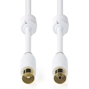 Nedis Coaxkabel | IEC (Coax) Male | IEC (Coax) Female | Verguld | 75 Ohm | Dubbel Afgeschermd | Rond | PVC | Wit | Window Box 10.0 m 10.0 m
