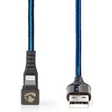 Nedis USB-Kabel - USB 2.0 - Apple Lightning 8-Pins - USB-A Male - 12 W - 480 Mbps - Vernikkeld - 2.00 m - Rond - Gevlochten / Nylon - Blauw / Zwart - Cover Window Box