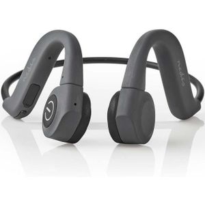 Nedis Bone Conduction Koptelefoon - Bluetooth - 6.5 uur batterijduur - Ingebouwde microfoon - 8 GB intern geheugen - Volumebediening - IPX5 - Grijs