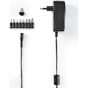 Universele Voedingsadapter - Zwart - 3-12V / 1,5A / 18W met 8 Pluggen