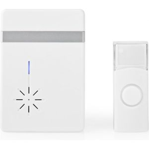 Nedis - Draadloze Deurbelset - Wit - Instelbaar Volume - Batterijen