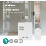 Nedis - DOORB211WT - Draadloze Deurbelset - Wit - Inclusief Batterijen