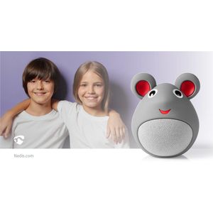 Nedis Bluetooth® Speaker - Maximale Batterijduur 3 uur - Handheld Ontwerp - 9 W - Mono - Ingebouwde Microfoon - Koppelbaar - Animaticks Melody Mouse - Grijs