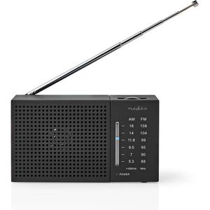 FM-Radio - Draagbaar Model - AM / FM - Batterij Gevoed - Analoog - 1.5 W - Zwart-Wit Scherm