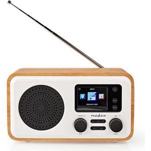 Nedis Internetradio - Tafelmodel - Bluetooth / Wi-Fi - DAB+ / FM / Internet - 2.4 "" - Kleurenscherm - 7 W - Afstandbestuurbaar - App-gestuurd - Wekker - Slaaptimer - Bruin / Wit