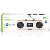 Nedis Internetradio - Tafelmodel - Bluetooth / Wi-Fi - DAB+ / FM / Internet - 2.4 "" - Kleurenscherm - 34 W - Afstandbestuurbaar - App-gestuurd - Wekker - Slaaptimer - Bruin / Wit