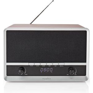 FM-Radio - Tafelmodel - AM / FM - Batterij Gevoed / USB Gevoed - Digitaal - 12 W - Scherm grootte: 1.6 "" - Zwart-Blauw Scherm - Wekker - Bruin / Zwart