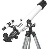 Telescoop - Diafragma: 70 mm - Brandpuntsafstand: 700 mm - Finderscope: 5 x 24 - Maximale werkhoogte: 125 cm - Tripod - Wit/Zwart