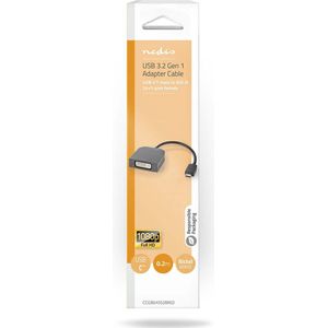 Nedis USB-C™ Adapter | USB 3.2 Gen 1 | USB-C™ Male | DVI-D 24+1-Pins Female | 1080p | 0.20 m | Rond | Vernikkeld | PVC | Zwart | Doos - CCGB64552BK02